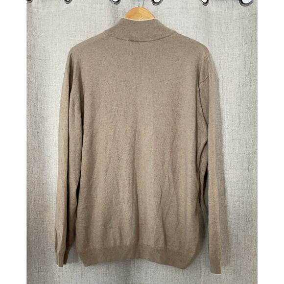 Luxury XL Hathaway Platinum Cashmere Silk Sweater 1/4 Zip Beige Made in Italy - Picture 3 of 3